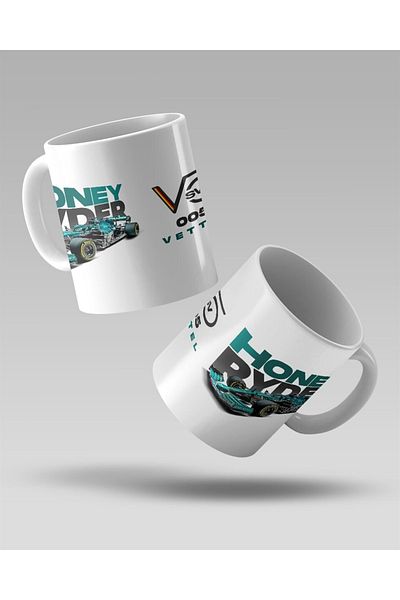 FANBOX SHOP كوب أبيض مطبوع من سيباستيان فيتيل هوني رايدر Rfl