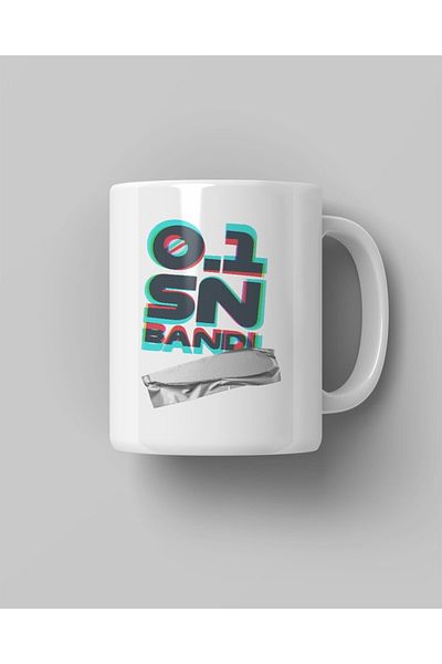 FANBOX SHOP كوب قهوة أبيض مطبوع بشريط 0.1 ثانية