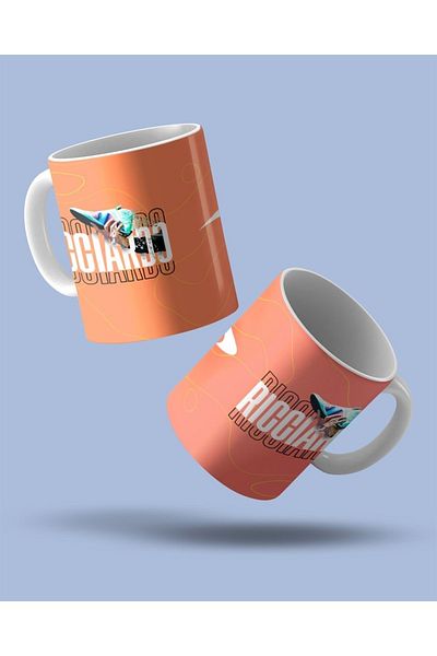 FANBOX SHOP كوب قهوة أبيض مطبوع من دانيال ريكاردو