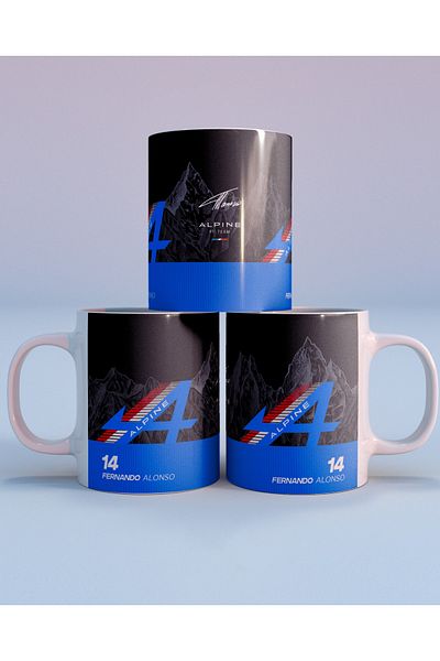FANBOX SHOP Fernando Alonso Alpine F1 Printed White Coffee Mug