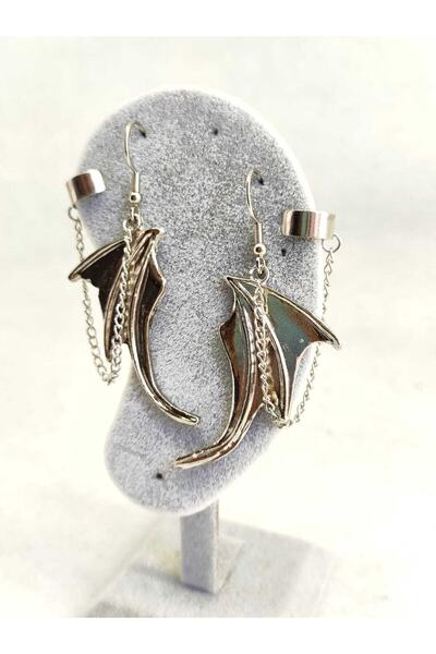 Fugusugu Double Wing Tragus Sıkıştırma Zincirli Gotik Küpe