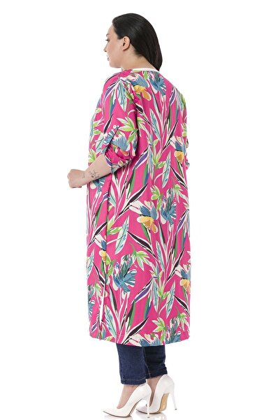 DISENTIS MODEST Φούξια γυναικείο μπουφάν μεγάλου μεγέθους - στρογγυλή λαιμόκοψη, διπλωμένα μανίκια, τσέπες σπαστό και χωρίς φόδρα