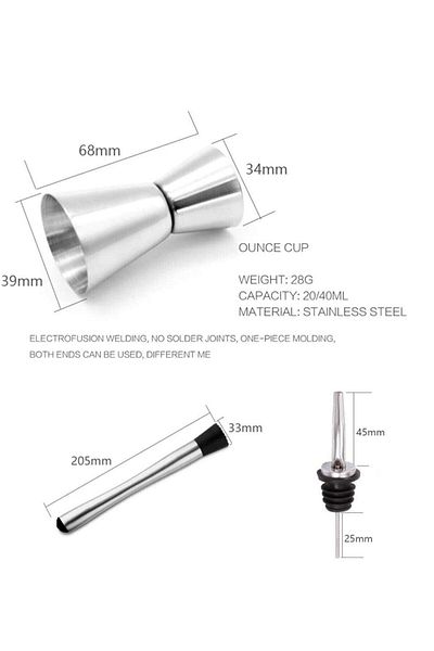 By Tüfekçi Cocktail Set, Cocktail Preparation Set, Shaker Set, Bar Boston Shaker Set 6 Pieces