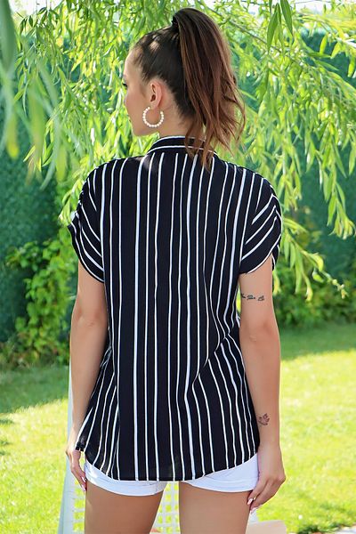 AQE FASHION Mânecă scurtă cu dungi Negru Xl