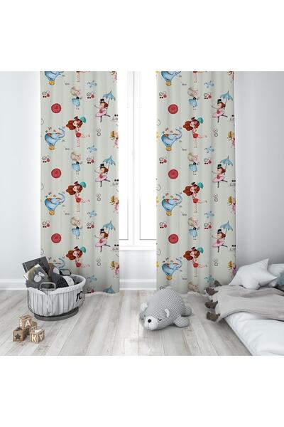 MODA Зовсім інша дитяча кімната з кольоровим цирковим малюнком на шторах Bmfp...