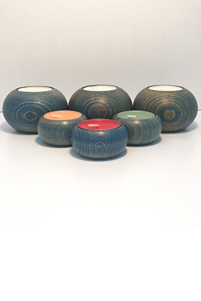 deepowls Adea + Luan Koleksiyonu Altılı Mumluk Seti Ahşap Dekoratif Kokulu