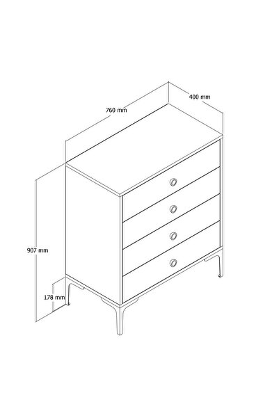 Variant Mobilya Variant Lizbon 4 Çekmece Şifonyer - Ceviz / Beyaz