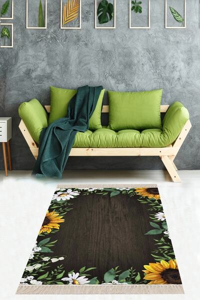 on the clouds Papatya Desenli Ağaç Dijital Baskı Yıkanabilir Kaymaz Taban Mod...