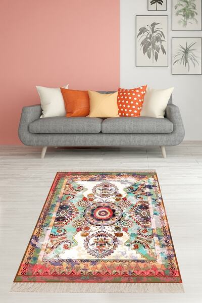 on the clouds Çiçek Desenli Motifli Renkli Çerçeve Dijital Baskı Yıkanabilir ...