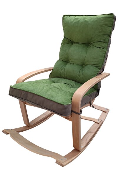 Mobildeco Şehzade Ahşap Sallanan Sandalye Ve Dinlenme Koltuğu Çift Renktir Füme/yeşil