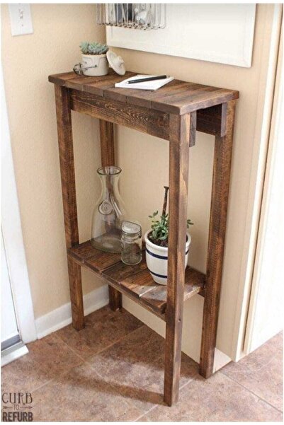 Ahşap D-tix Dekoratif 2 Raflı Dresuar Masa