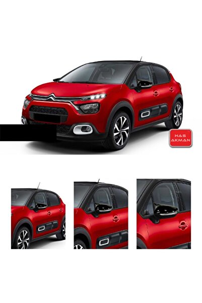 HasAkman Citroen C3 Uyumlu  Batman Yarasa Ayna Kapağı Piano Black 2016 2017 2...