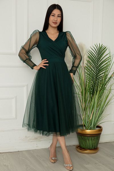 PULLIMM Rochie din tul cu maneca lunga - guler dublu 13375
