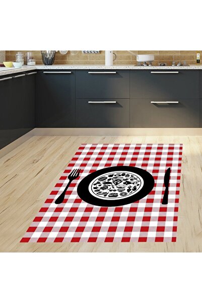 on the clouds Ekoseli Kitchen Desenli Dijital Baskılı Kaymaz Taban Yıkanabili...