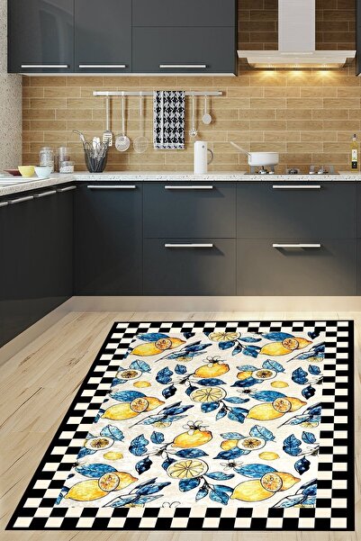 on the clouds Limon Desenli Dijital Baskı Yıkanabilir Kaymaz Taban Leke Tutma...