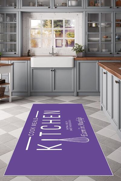 on the clouds Mor Kitchen Yazılı Yıkanabilir Kaymaz Taban Leke Tutmaz Modern ...
