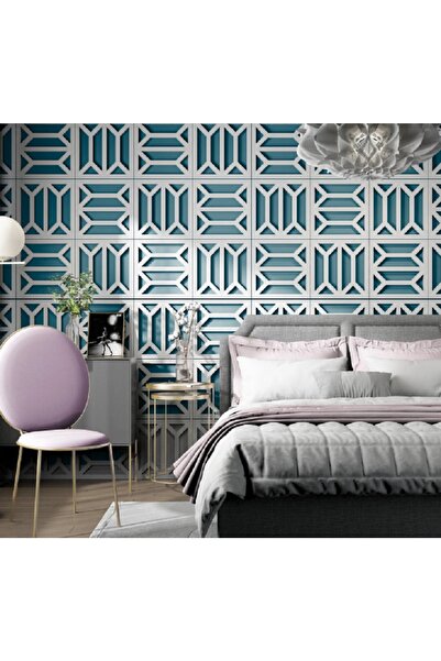 tsddekorasyon Tsd Dekorasyon Ahşap 6'lı Geometrik Kare Dekor Paneli Beyaz