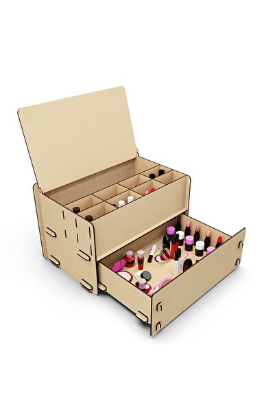 KUK Design Lean Çekmeceli 10 Gözlü Ahşap Takı Makyaj Masası Organizeri Düzenl...