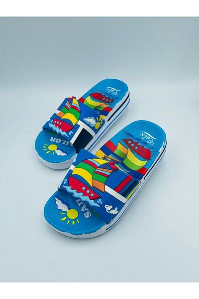Hızlı Al Papuci pentru băieți cu model barca cu pânze (Mărime mică, cumpărați cu o mărime mai mare)