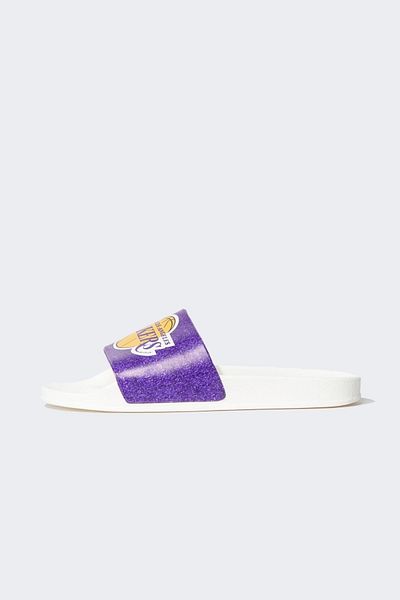 DeFacto Women's Nba Los Angeles Lakers Flat Sole Single Strap Faux Leather Slippers