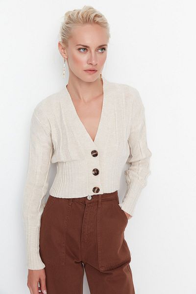 Trendyol Collection Πλεκτή Ζακέτα Stone Crop TWOAW22HI0822