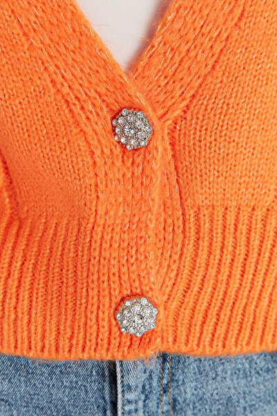 Trendyol Collection Orange Crop Soft Textured Knitwear Cardigan TWOAW23HI00272
