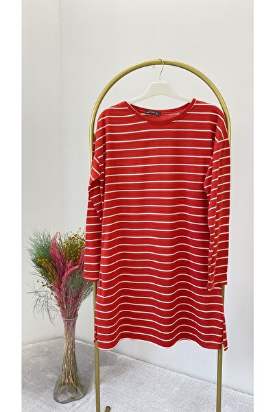 morlimo Çizgili Pamuklu Uzun Kol Tunik