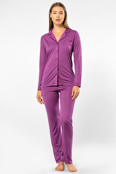 TÜREN 3363 Women's Polka Dot Long Sleeve Pajama Set