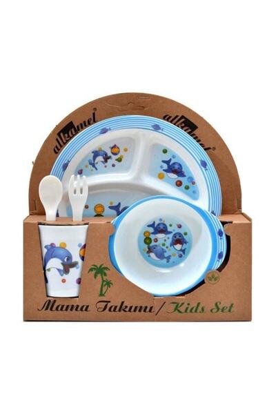 MOONSHOP Melamin Bebek Mama Tabağı 5li Mavi