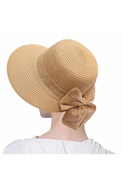 Shopiolog قبعة نسائية بفيونكة من القش العضوي