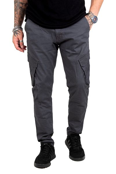 DeepSEA Men's Anthracite Front Zippered Tight Leg Cargo Pants