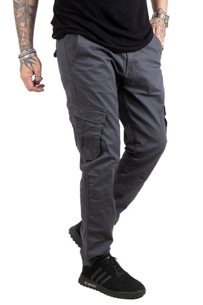 DeepSEA Men's Anthracite Front Zippered Tight Leg Cargo Pants