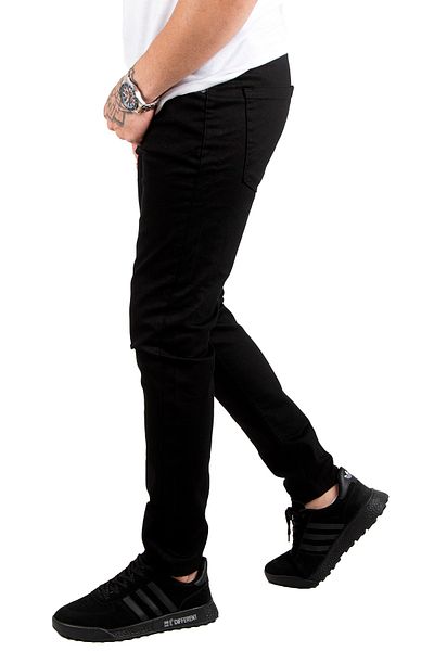 DeepSEA Μαύρο ανδρικό τζιν με σκισμένα γόνατα Lycra Slim Fit 1902114