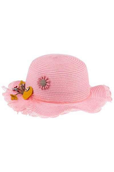 Kitti Arıcı Store New Season Light Pink Color 6-12 Years Old Children's Straw Hat
