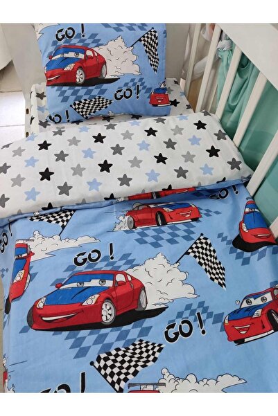 Babynia Cotton Kids 120x200 Montessori Pillow Sheet Quilt Red Car Blue Gray Star