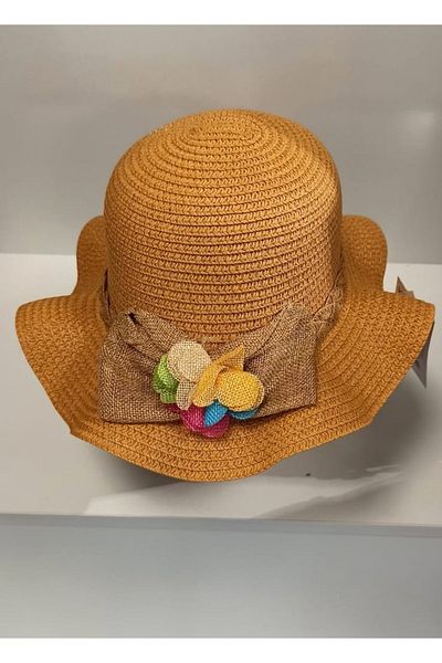 Kitti Arıcı Store New Season Peach Color 6-12 Years Old Children's Straw Hat