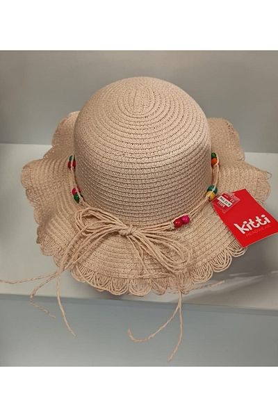 Kitti Arıcı Store New Season Powder Color 6-12 Years Old Children's Straw Hat