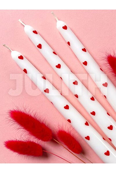 Julith Beyaz Renkli Kalp Desenli Şamdan Kokulu Mum 1 Adet