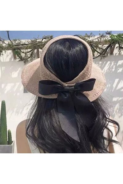 Shopiolog Women's Wide Brim Bow Knitted Visor Hat