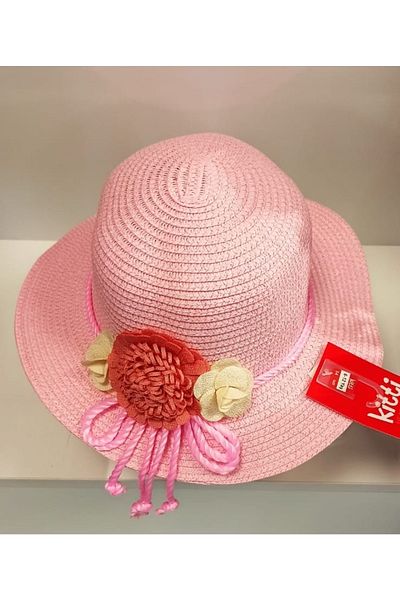Kitti Arıcı Store New Season Light Pink Color 6-12 Years Old Children's Straw Hat