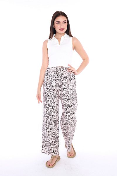 Sonne's Fera Leopard Pattern High Waist Cotton Poplin Pajamas / Trousers