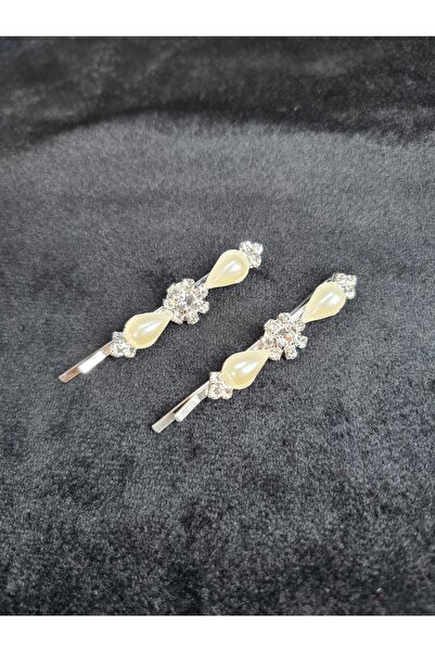 CEMİL GÜMÜŞ BİJUTERİ Abiye 2 Li Taşlı Incili Metal Tel Toka