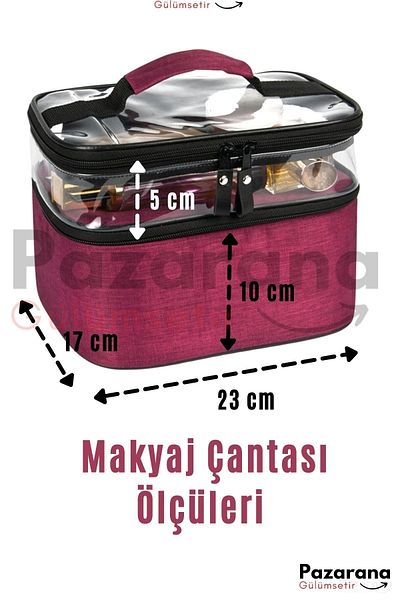 OverPazar Geanta de machiaj Geanta de machiaj cu compartiment dublu Geanta de machiaj transparenta Geanta de machiaj cu compartiment transparent