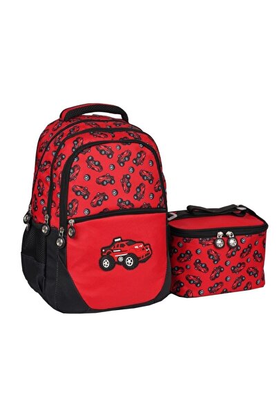 Serenity Rucsac și cutie de prânz pentru școala primară cu figurină de mașină