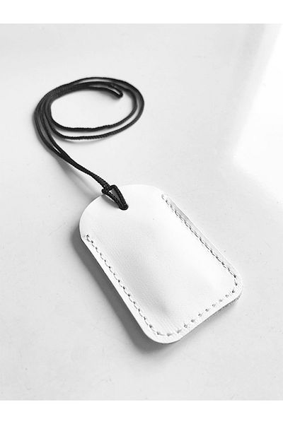 ViP GiFT Kayi Quadrilateral Cevşen Prayer Pendant Amulet White Genuine Leather