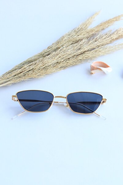 LOOKUP NEW Larry Metal Gold Cat Eye Frame Anthracite Black Mirrored Glass Uni...