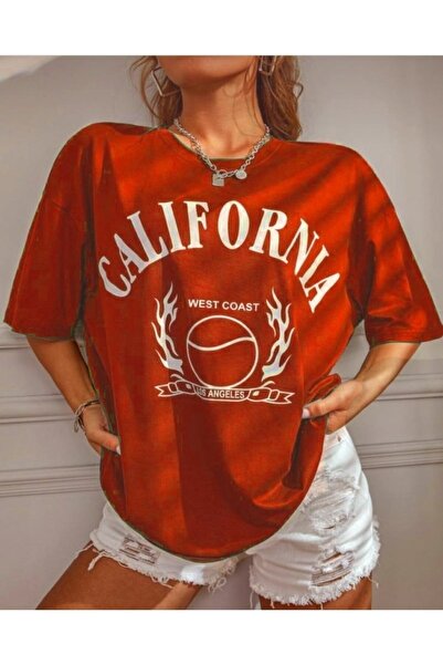 Machetta Червона футболка Oversize з принтом Каліфорнія