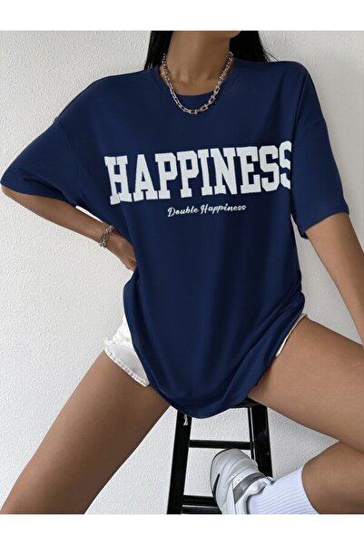Machetta Оверсайз футболка з принтом Indigo Happiness для великих розмірів