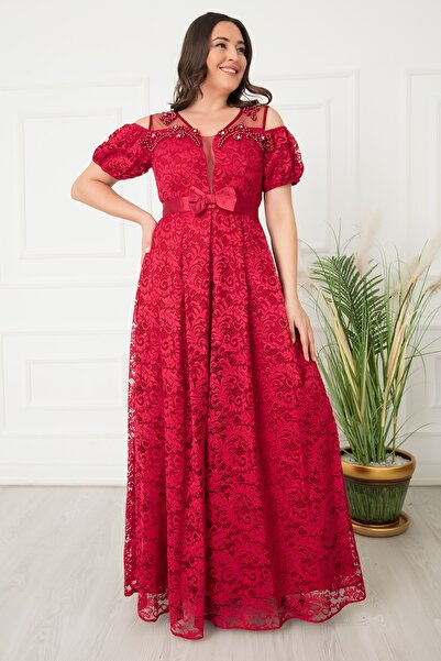 PULLIMM Βραδινό φόρεμα με μακρύ μανίκι καρπούζι 13296