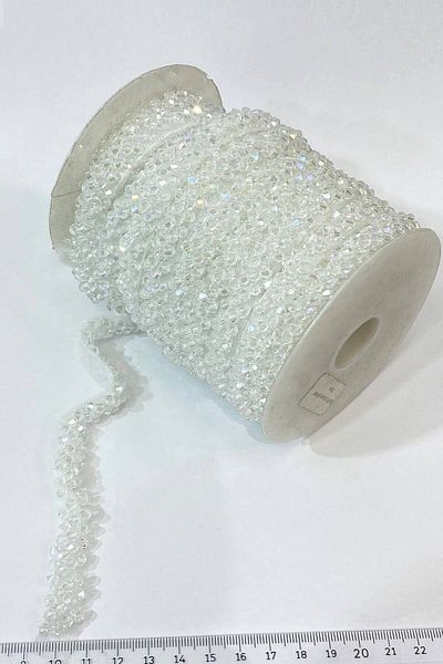 Hobigram Panglică brodata cu margele de cristal piramidal 3 metri – panglică decorativă, design elegant, accesoriu pentru femei – D